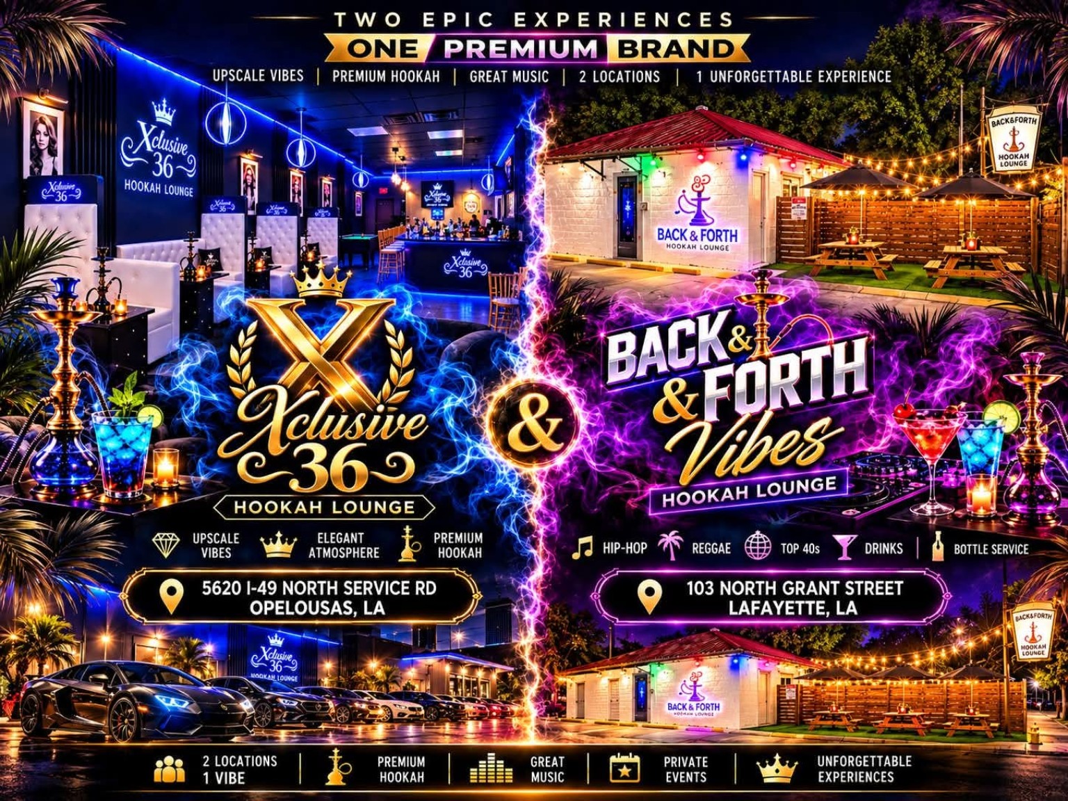 Two epic experiences, one premium brand: Xclusive 36 in Opelousas and Back & Forth in Lafayette